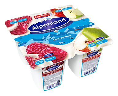 Йогуртный продукт Alpenland Молочный Яблоко груша малина 2,5% 95 г