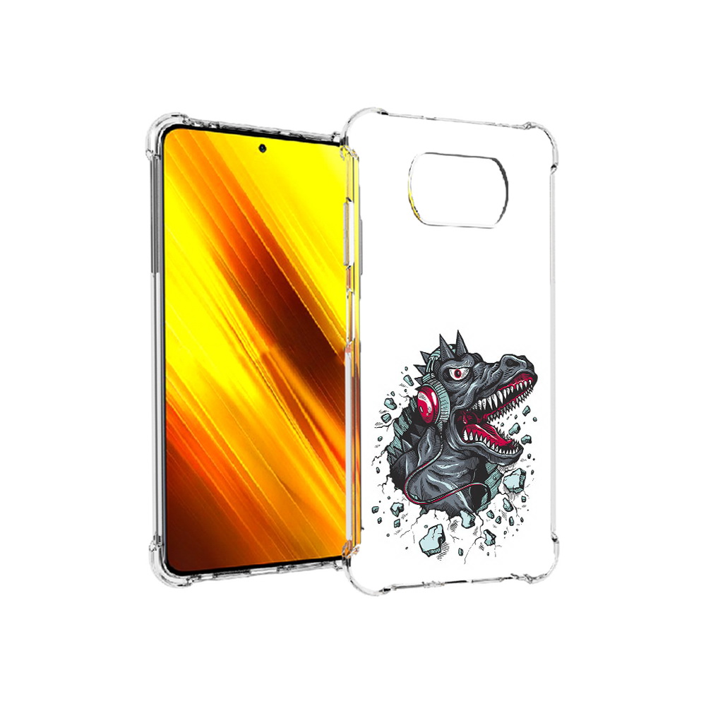 

Чехол MyPads Tocco для Xiaomi Poco X3 Нарисованный динозавр в наушниках (PT154881.262.124), Прозрачный, Tocco