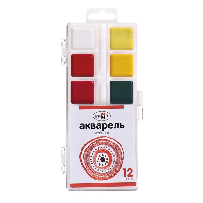 

Акварель Гамма, 12 цветов медовая, без кисти, пластиковая упаковка, европодвес
