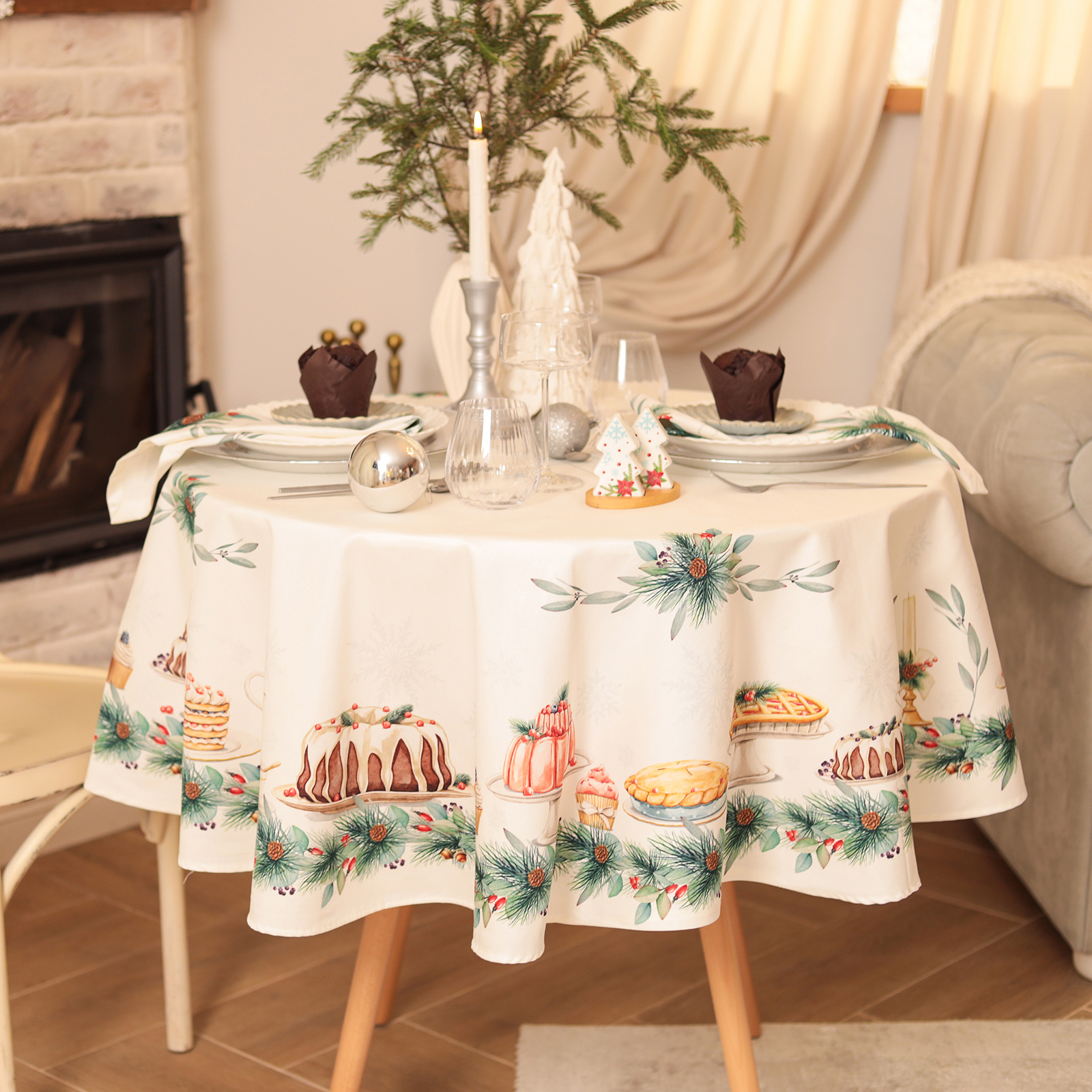

Скатерть Этель New Years treat 10554242, саржа, 150x150 см, белый/зеленый, Зеленый;белый