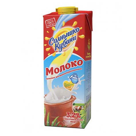 

Молоко Солнышко Кубани ультрапастеризованное 3,2% 1 л