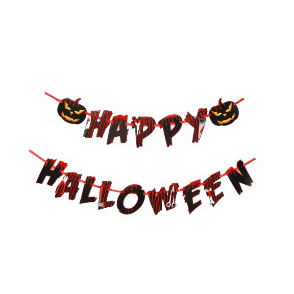 Гирлянда на ленте Happy Halloween,  кровавая тыква 16 х 16 см 7384559