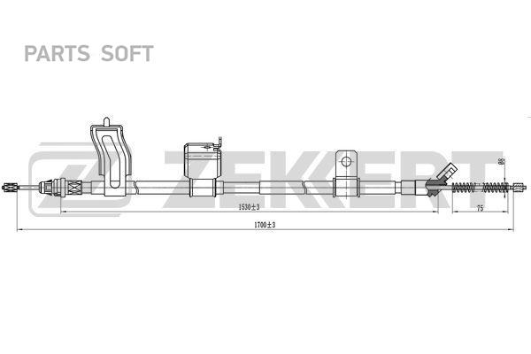 Zekkert Bz-1333 Трос Стояночного Тормоза Левый Nissan Qashqai (J10 Nj10 Jj10E) 07-