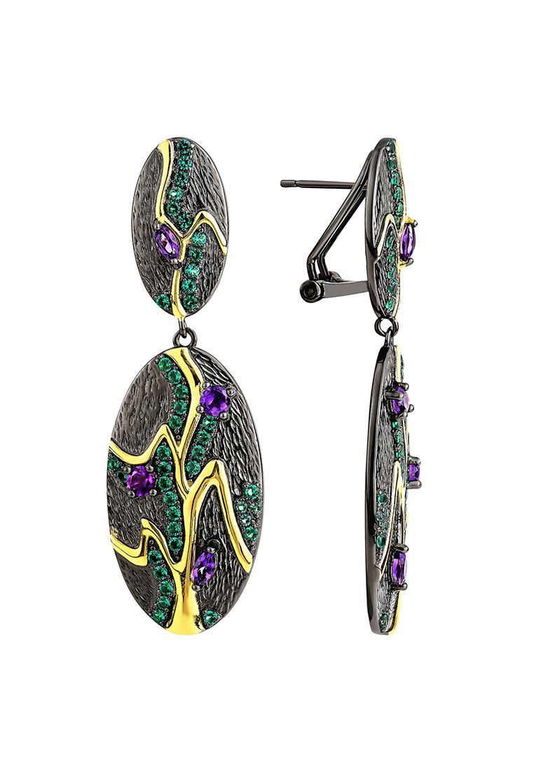 

Серьги подвески из серебра с аметистом/фианитом Kari Jewelry СЛ-7616-АМ, СЛ-7616-АМ