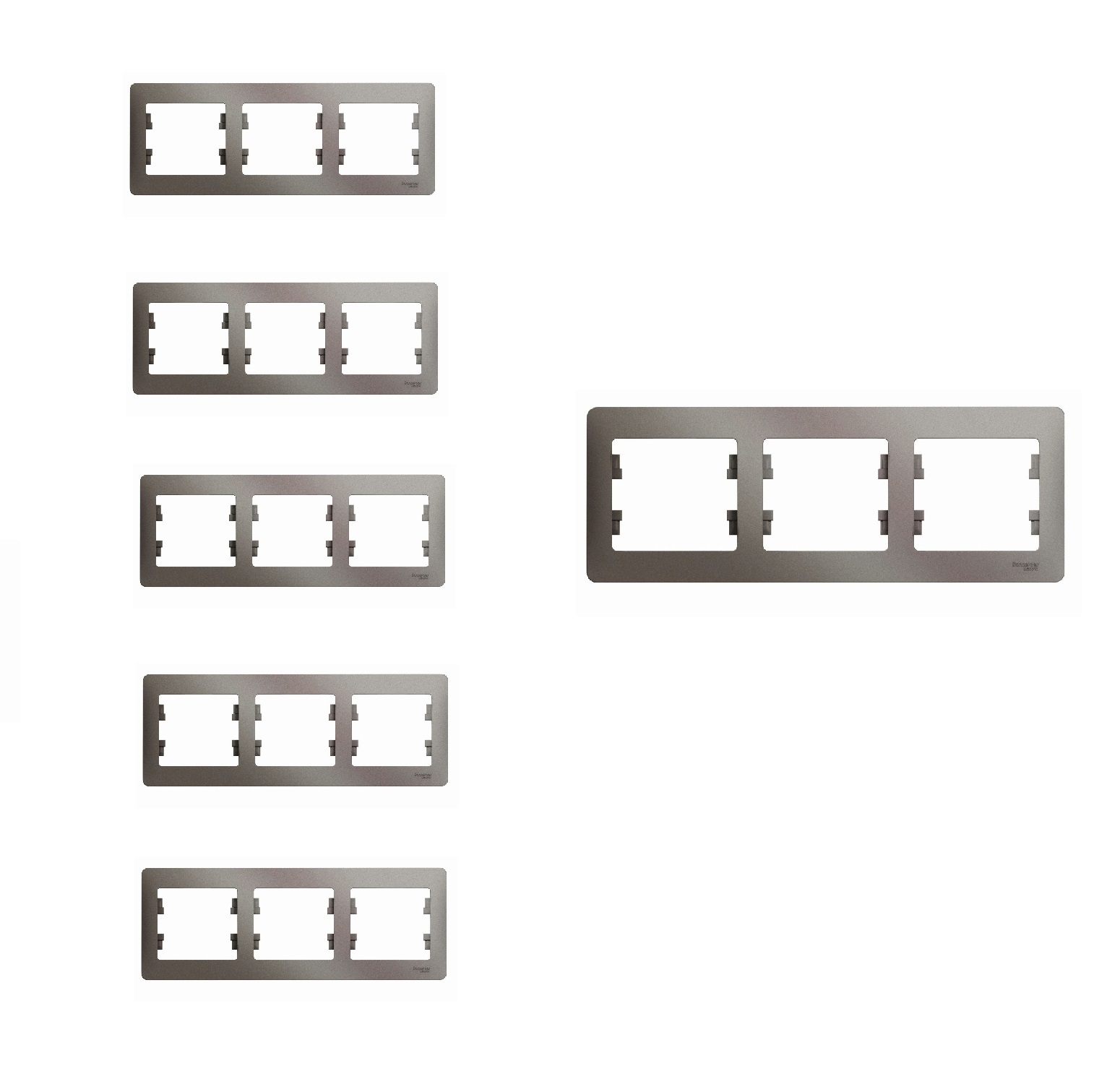 Рамка 3-ая, горизонтальная Glossa Schneider Electric, Платина (6 шт) рамка на 5 постов schneider electric unica new nu201018
