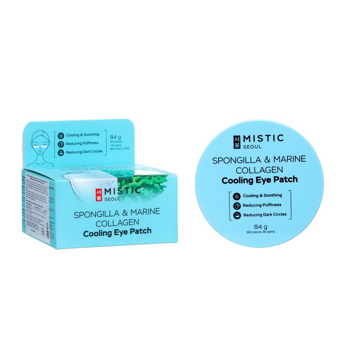 Охлаждающие патчи для глаз MISTIC с морским коллагеном и экстрактом бадяги, 60 шт
