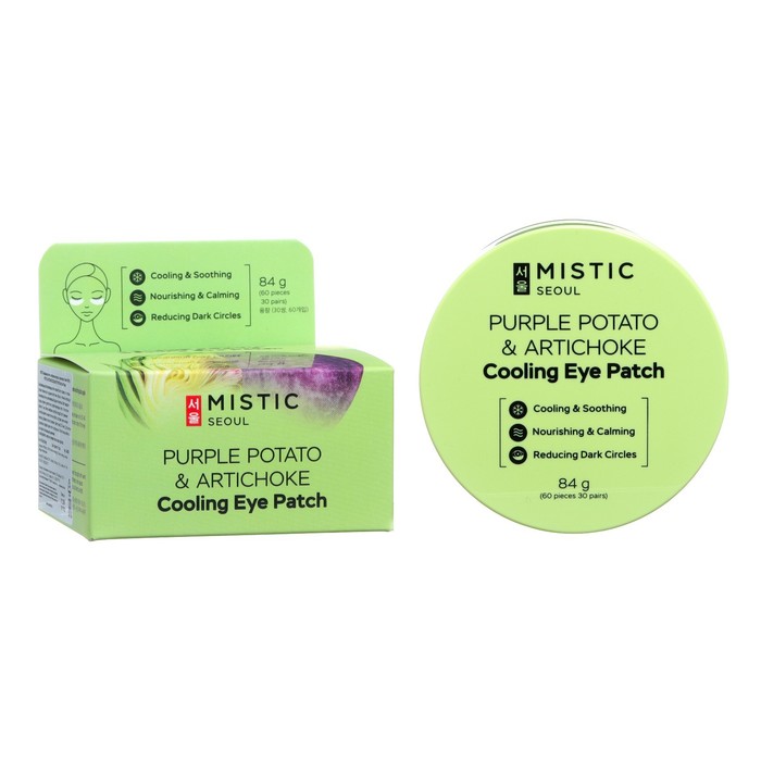 Охлаждающие патчи для глаз MISTIC с экcтрактами артишока и фиолетового батата, 60 шт