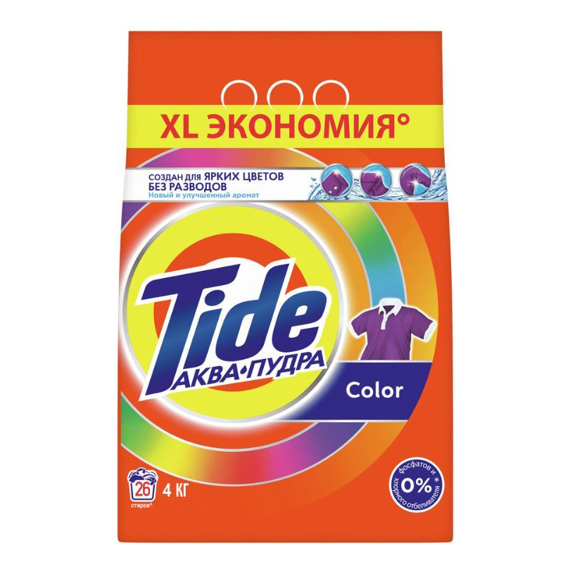 фото Стиральный порошок tide color аква-пудра для цветного белья 4 кг