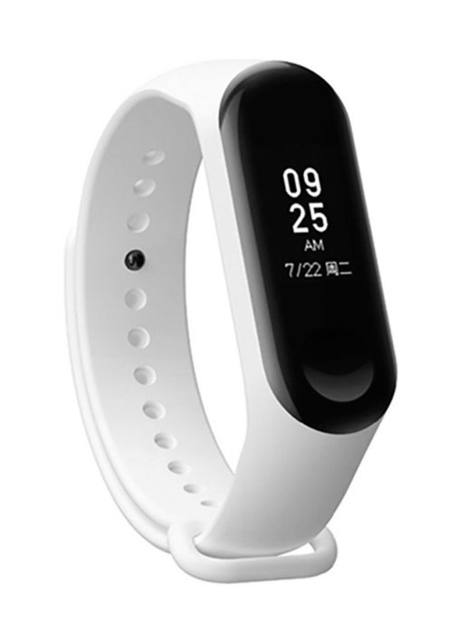 Ремешок силиконовый для фитнес-браслета Xiaomi Mi Band 3/4, белый