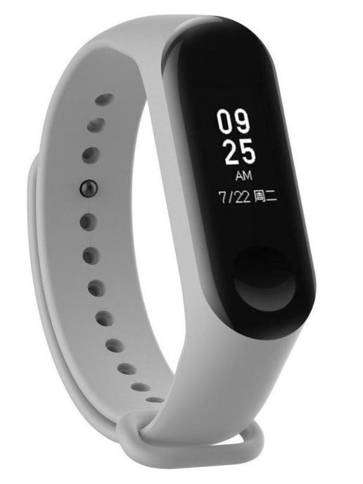 Ремешок силиконовый для фитнес-браслета Xiaomi Mi Band 3/4, серый