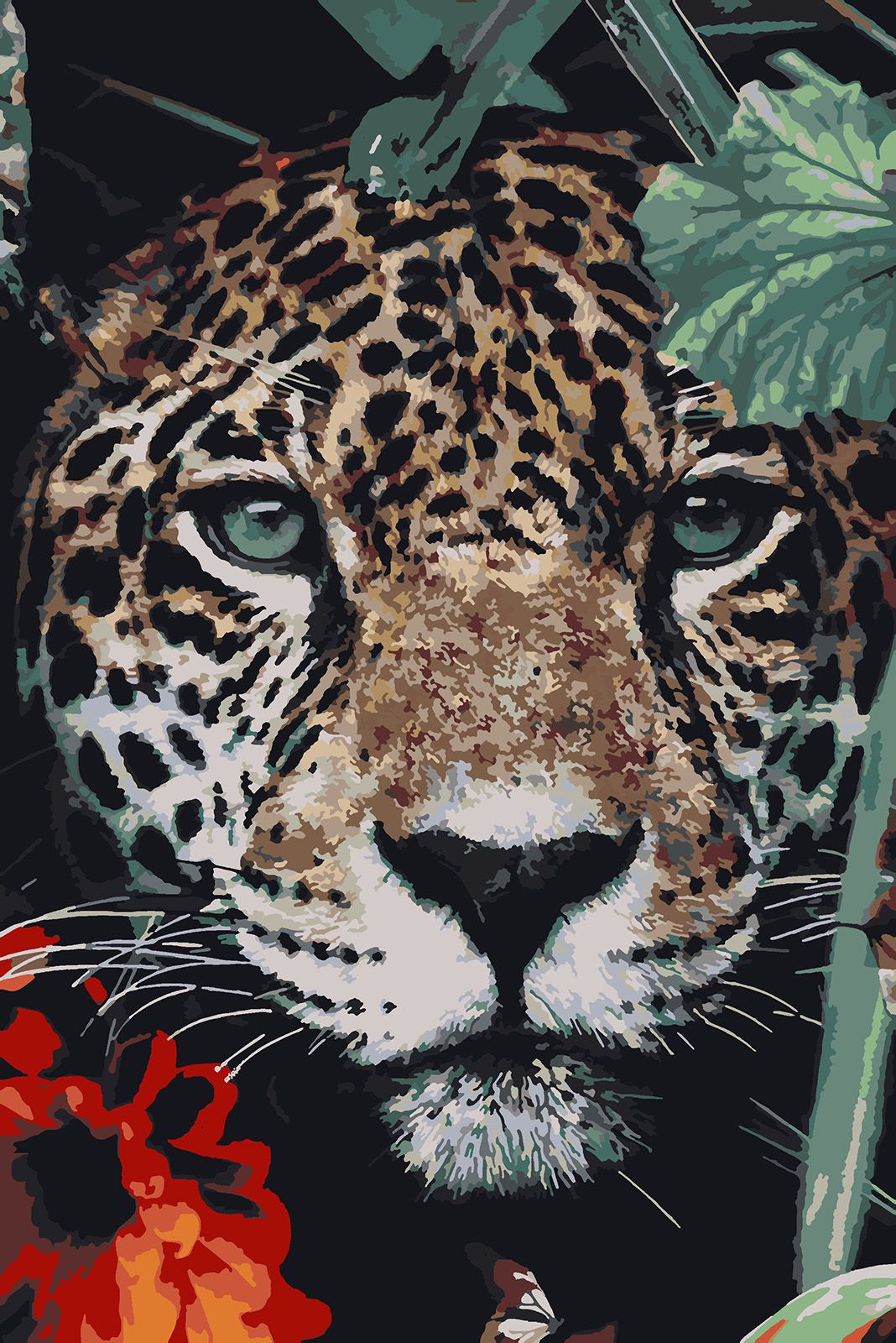 фото Картина по номерам красиво красим леопард в тропиках, 50 х 60 см