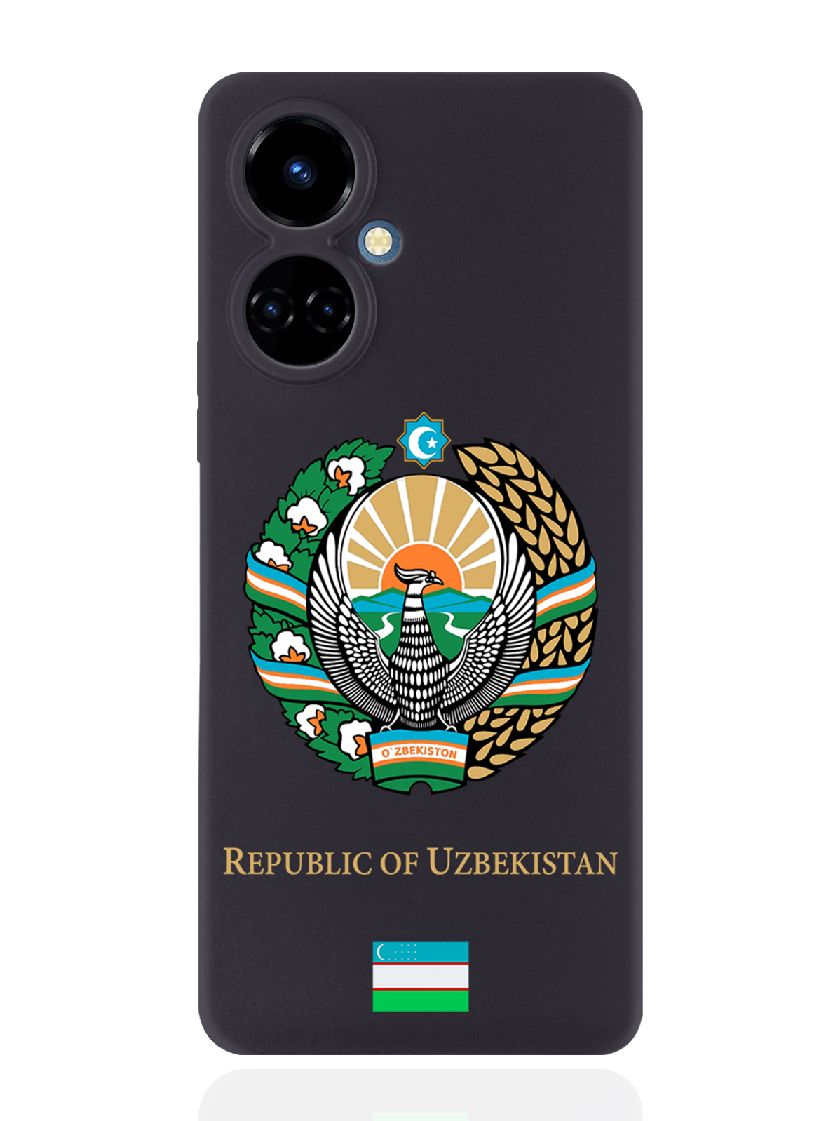 

Чехол SignumCase для Tecno Camon 19/19 Pro 4G Герб Узбекистана черный, Разноцветный