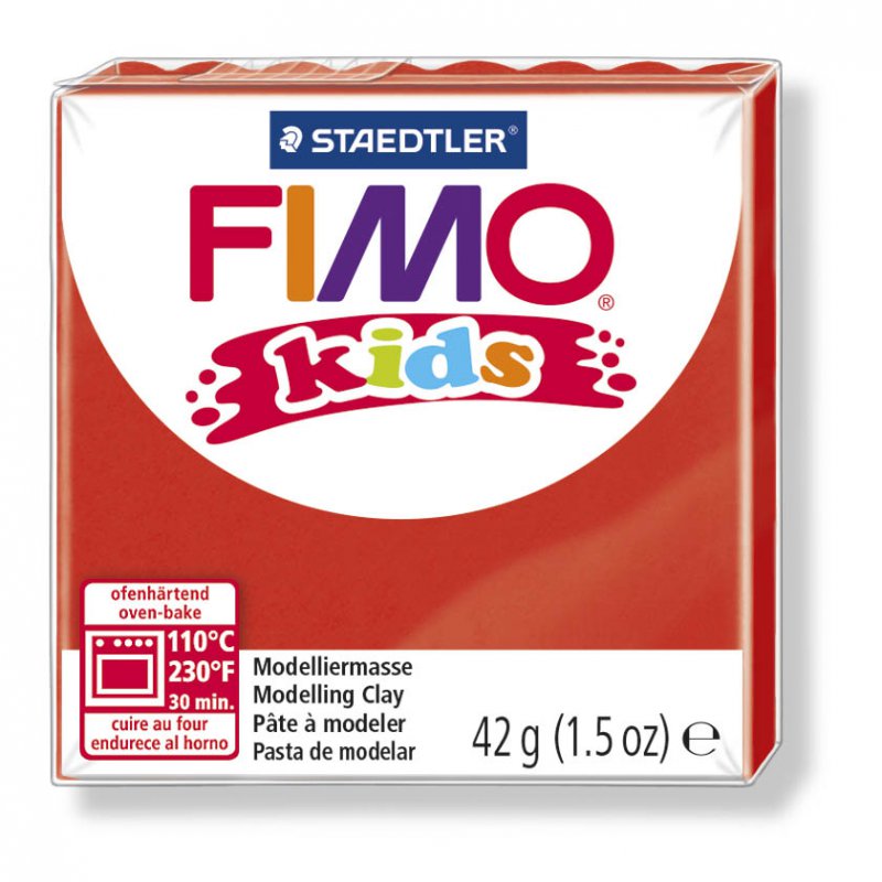 Полимерная глина FIMO kids для детей, 42 г цвет красный (FIMO8030-2)