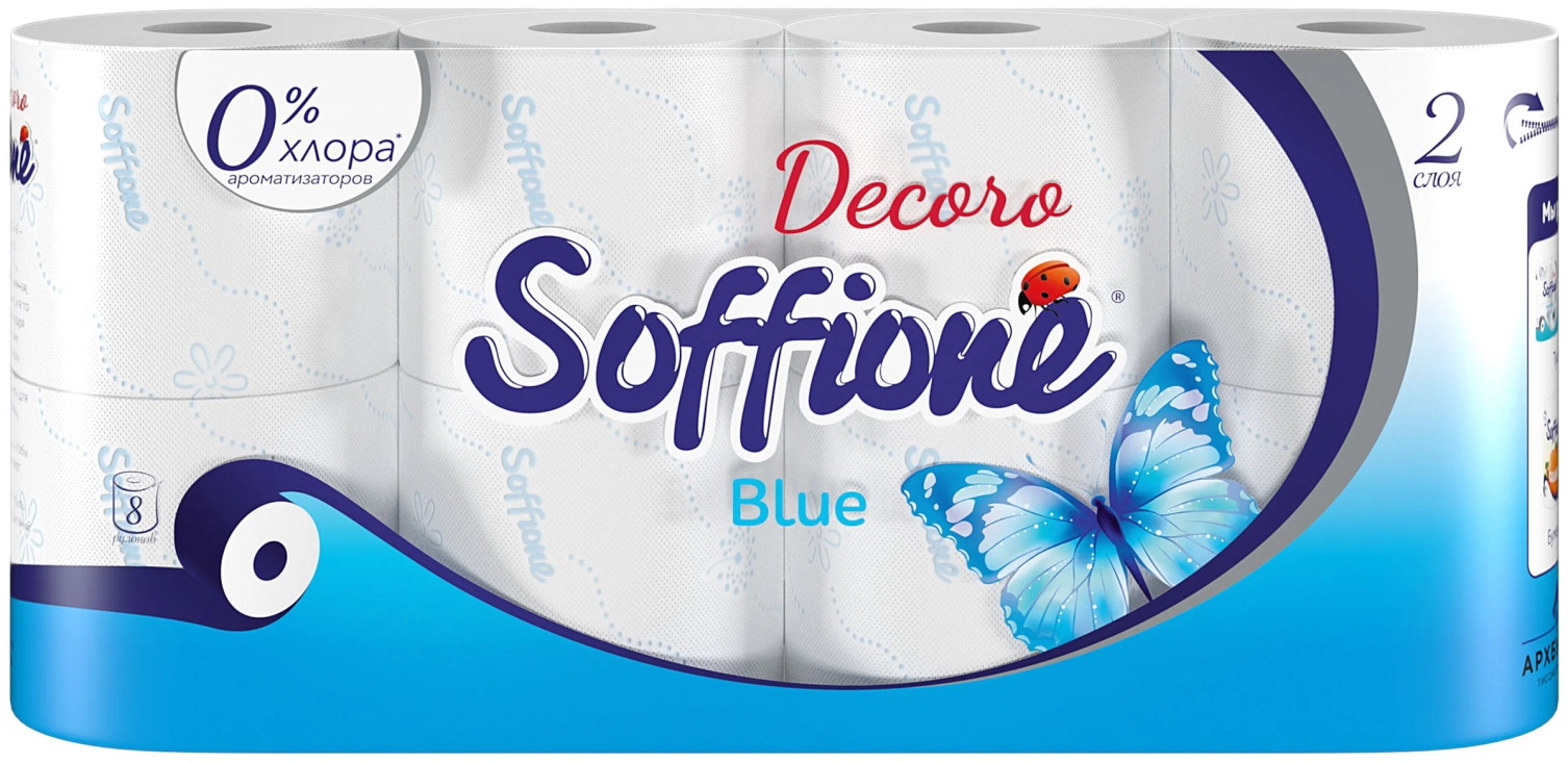 Туалетная бумага Soffione Decoro Blue 8 шт.