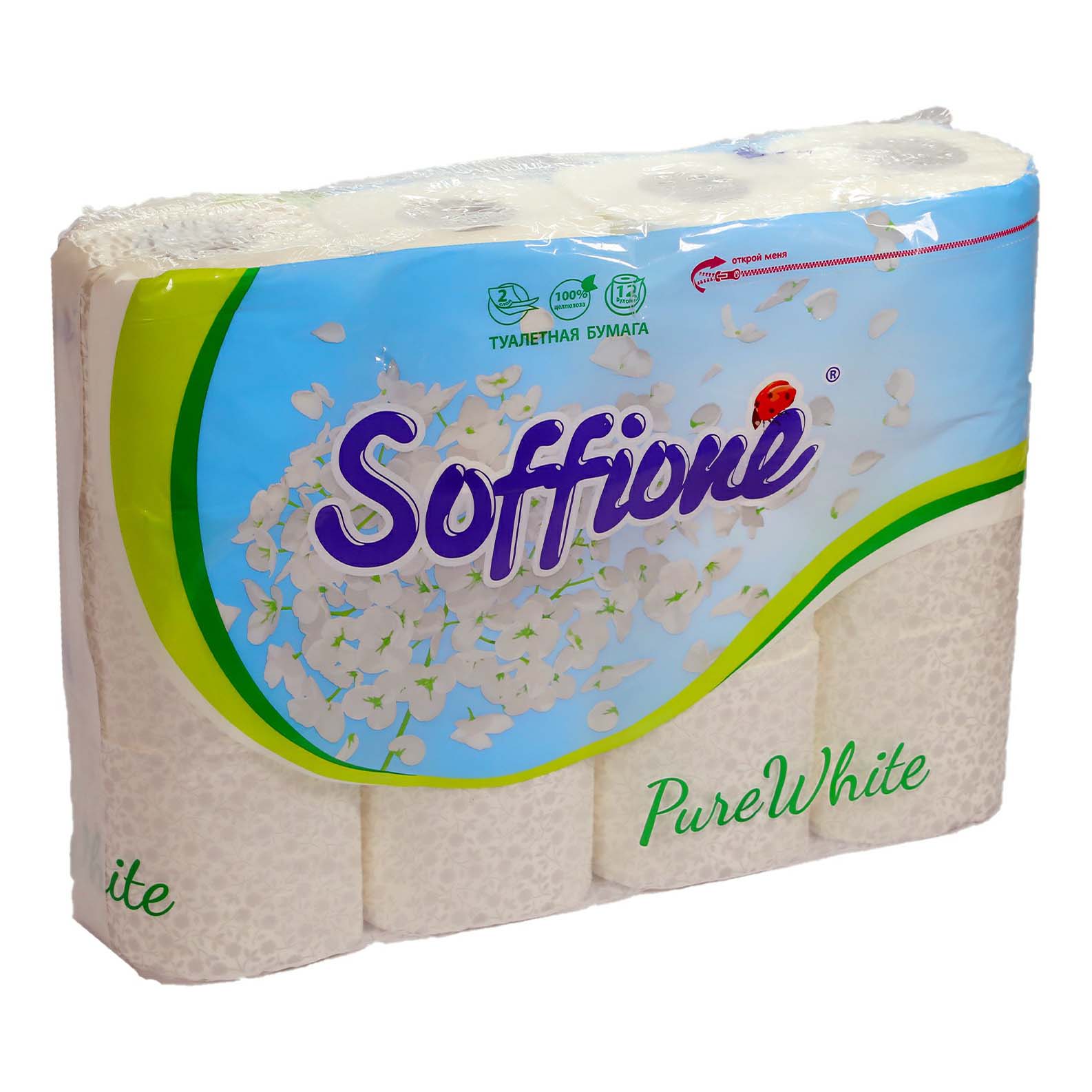 

Туалетная бумага Soffione Pure White двухслойная 12 шт., Белый