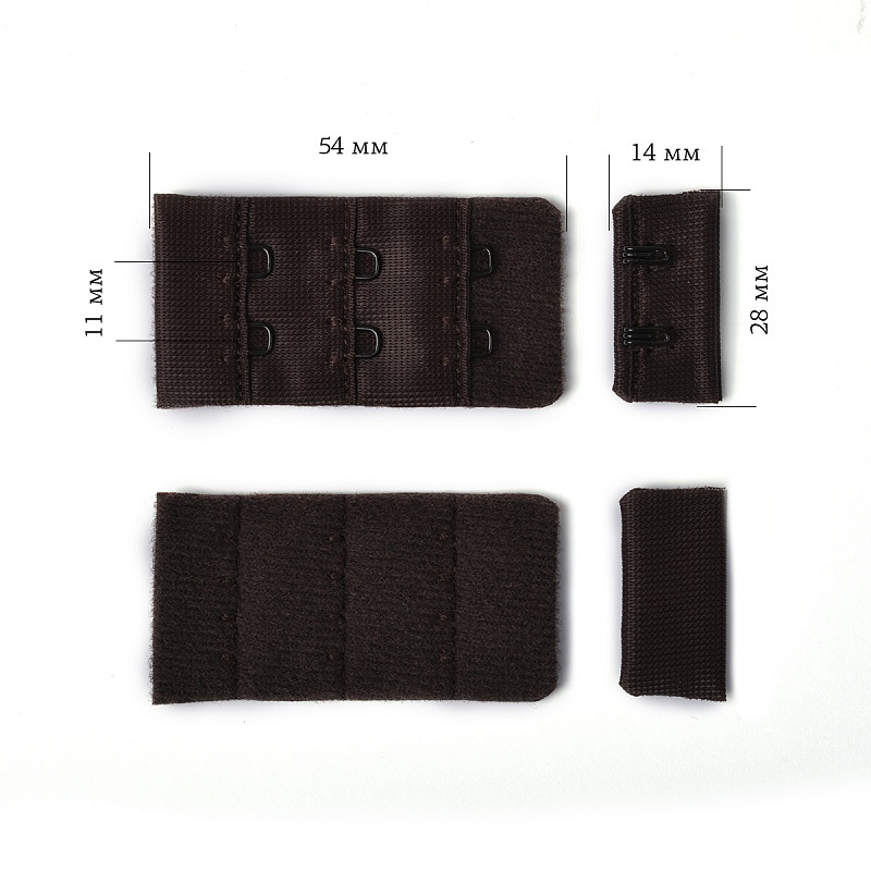 Застежка для бюстгальтера ARTA-F с крючками 3х2 2,8 см, шоколадно-коричневый, 50 шт
