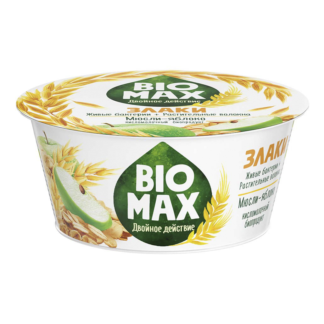

Биопродукт Bio Max кисломолочный мюсли-яблоко 1,9% 130 г