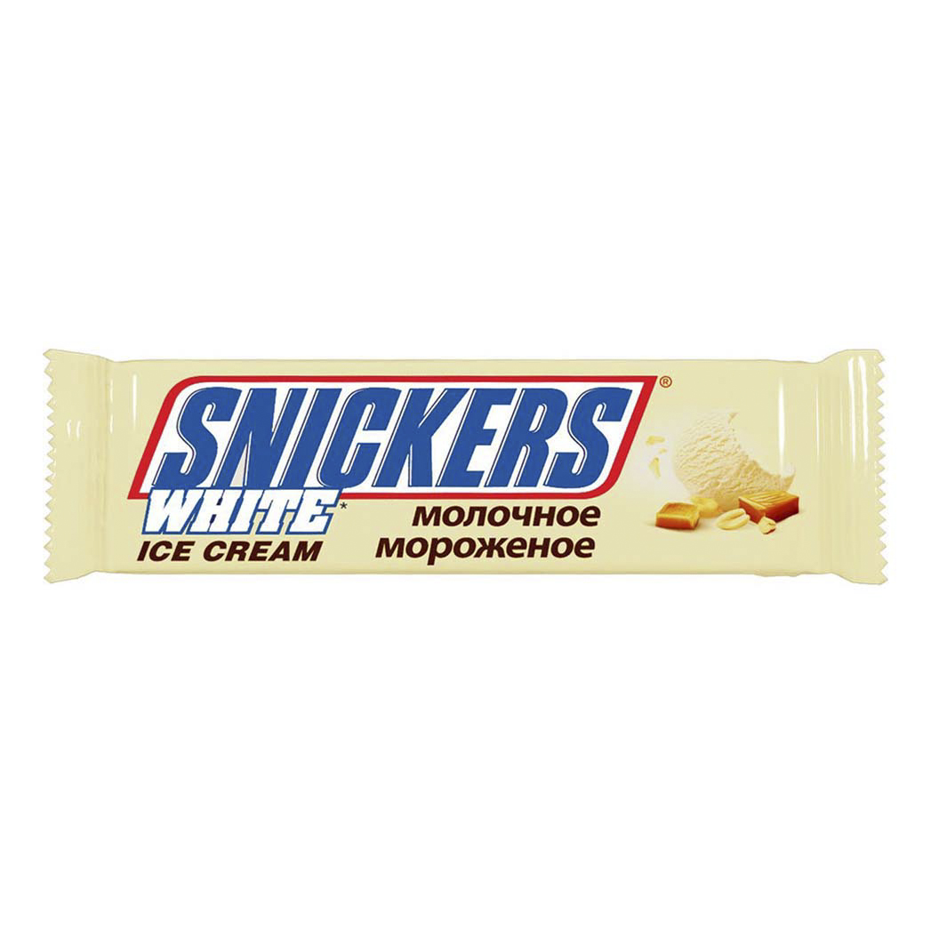 фото Мороженое молочное snickers c арахисом в белой глазури 40 г