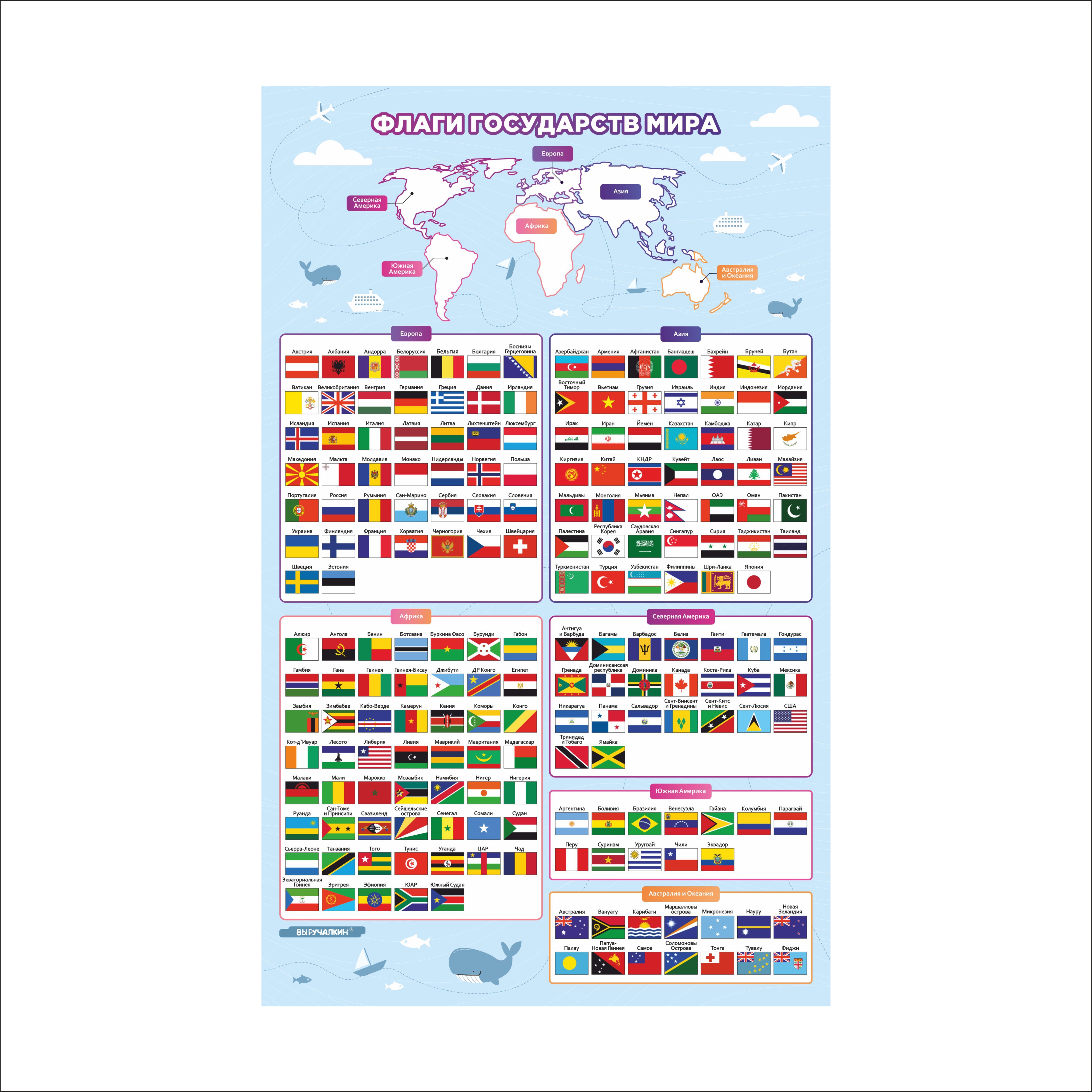 фото Обучающий плакат выручалкин флаги стран мира, 61х38 см