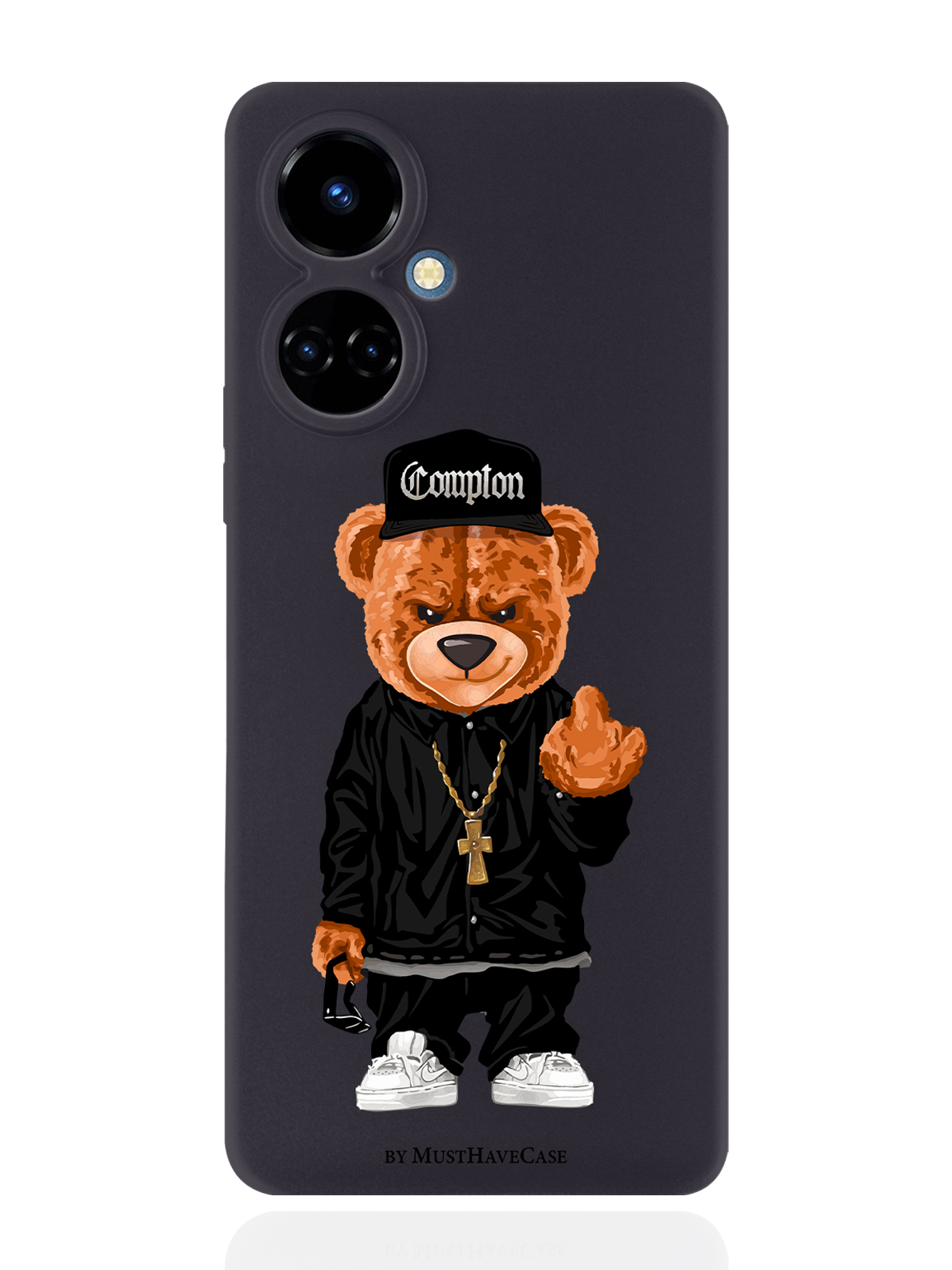 

Чехол MustHaveCase для Tecno Camon 19/19 Pro 4G Мишка Compton черный, Коричневый;черный;белый