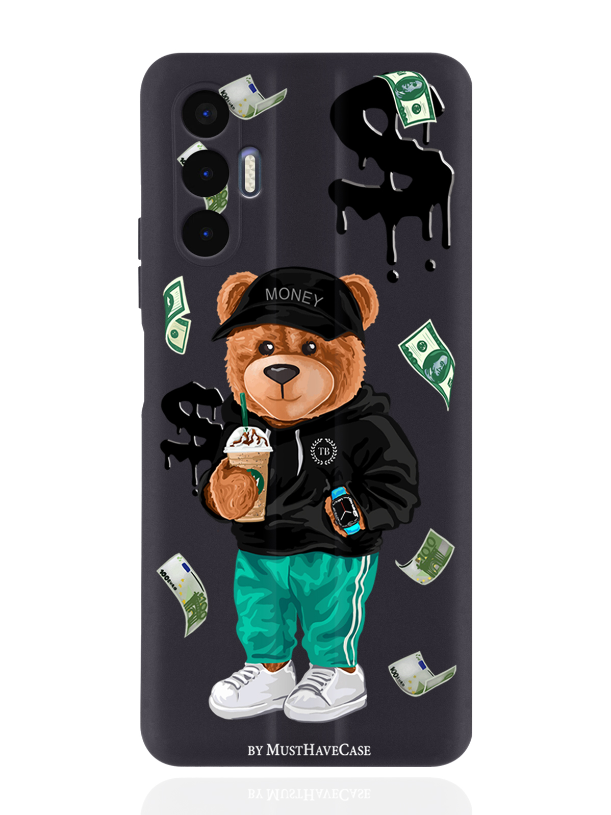 

Чехол MustHaveCase для Tecno Pova 3 Tony Bear/ Мишка Тони черный, Черный;зеленый;коричневый