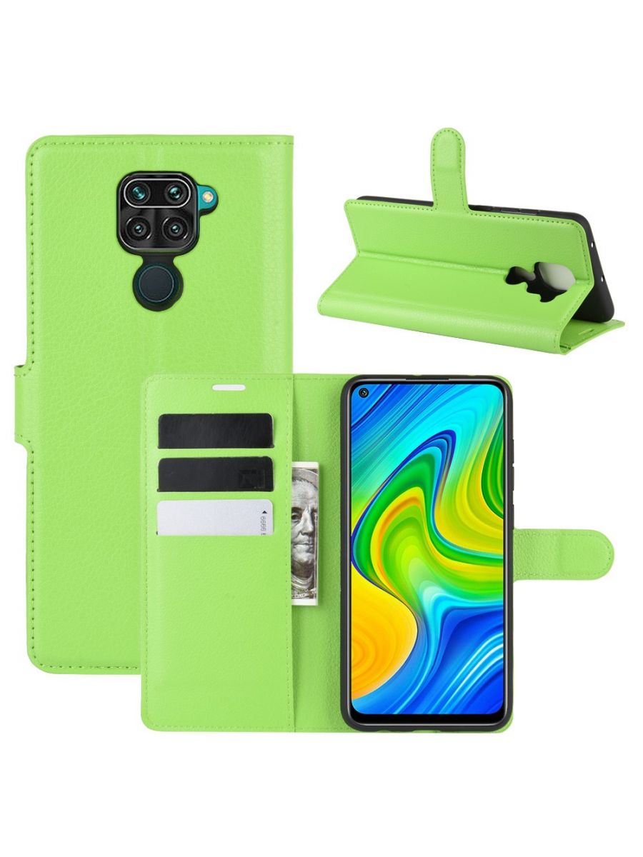

Чехол Wallet для смартфона Xiaomi Redmi Note 9 зеленый