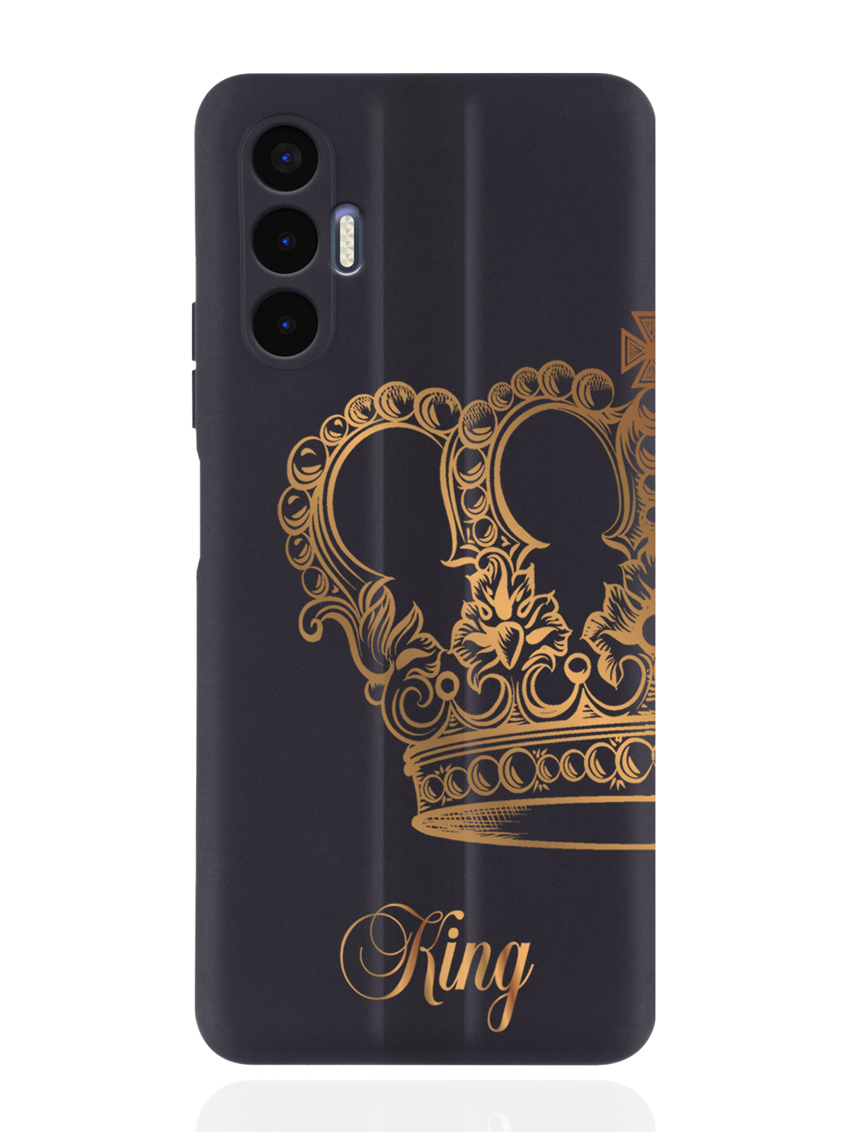 

Чехол MustHaveCase для Tecno Pova 3 Парный чехол корона King черный, Черный;золотистый