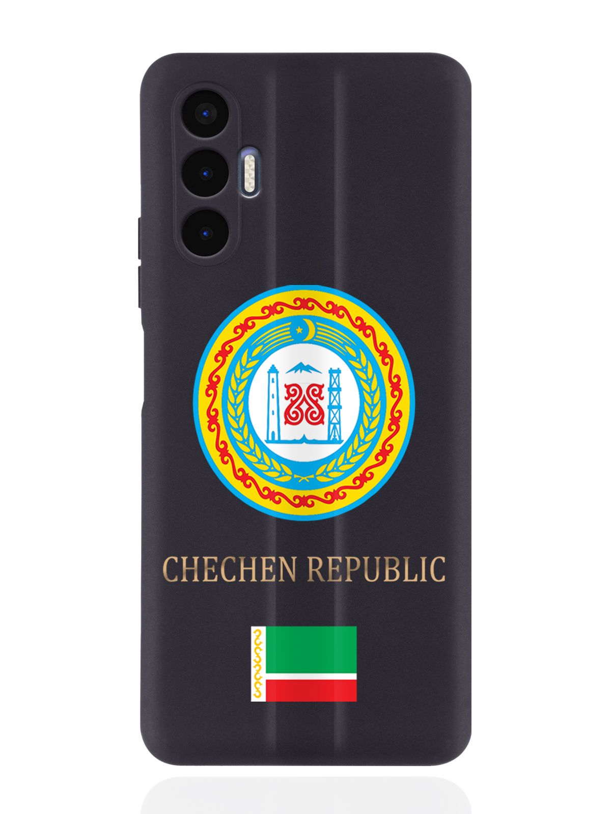 

Чехол SignumCase для Tecno Pova 3 Герб Чечни черный, Разноцветный