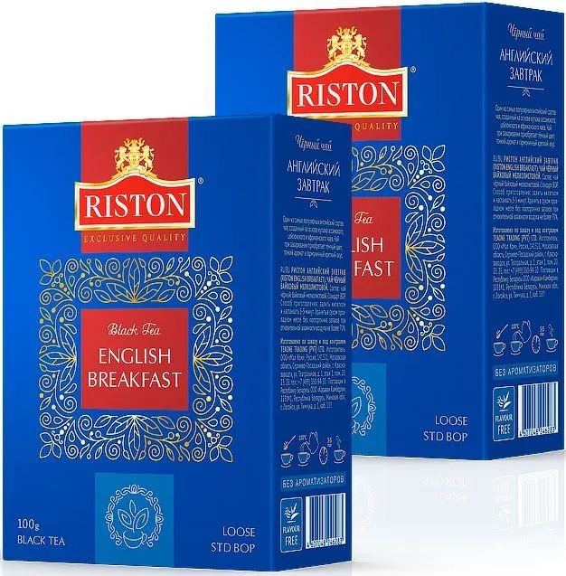 Чай листовой черный Riston English Breakfast, 2 пачки по 100 г