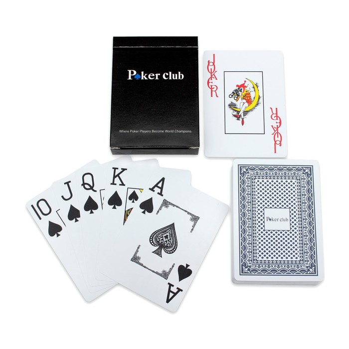 Игральные карты Poker club, пластиковые, синяя рубашка 100032033513