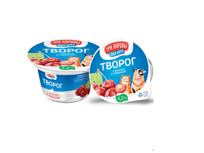 

Творог Три коровы два кота с вишней и черешней 4,2%