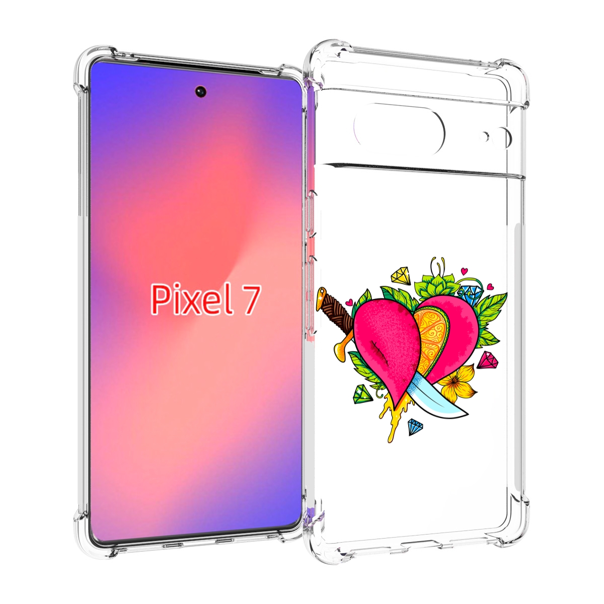 

Чехол Mypads Фруктовое Сердце Для Google Pixel 7, Прозрачный, Tocco