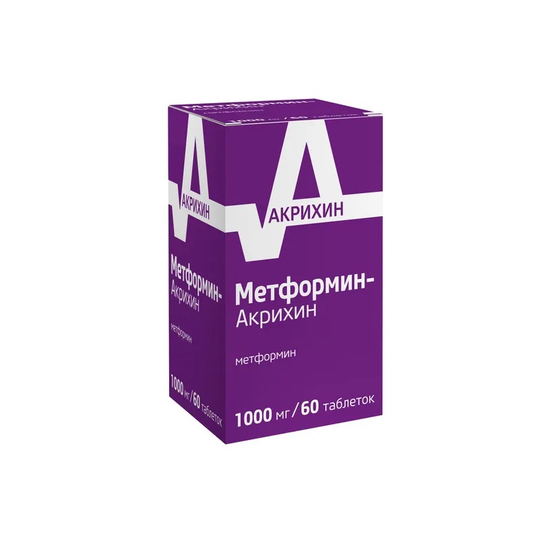 Купить Метформин-Акрихин таб.п.п.о.1000мг №60, Акрихин АО