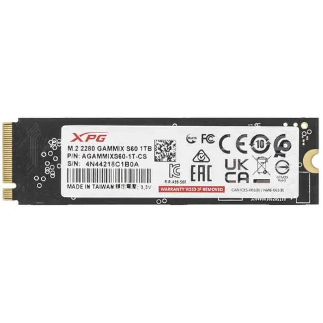 

SSD накопитель ADATA GAMMIX S60 BLADE M. 2 2280 1 ТБ (AGAMMIXS60-1T-CS), GAMMIX S60 BLADE