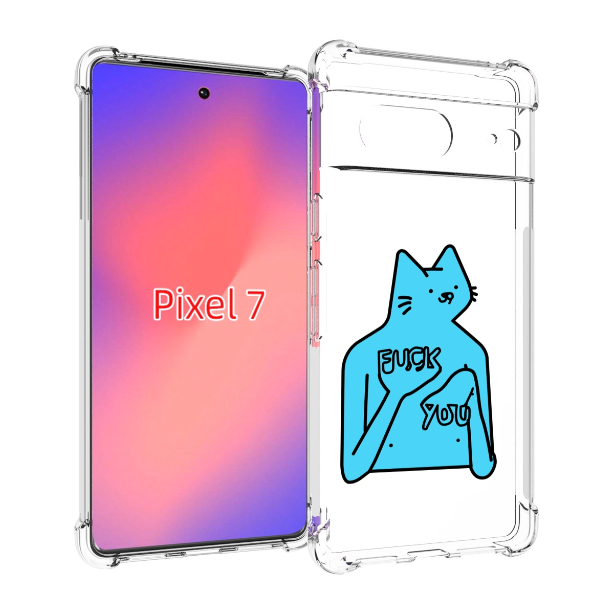 

Чехол Mypads Голубой-Кот-Фак-Ю Для Google Pixel 7, Прозрачный, Tocco