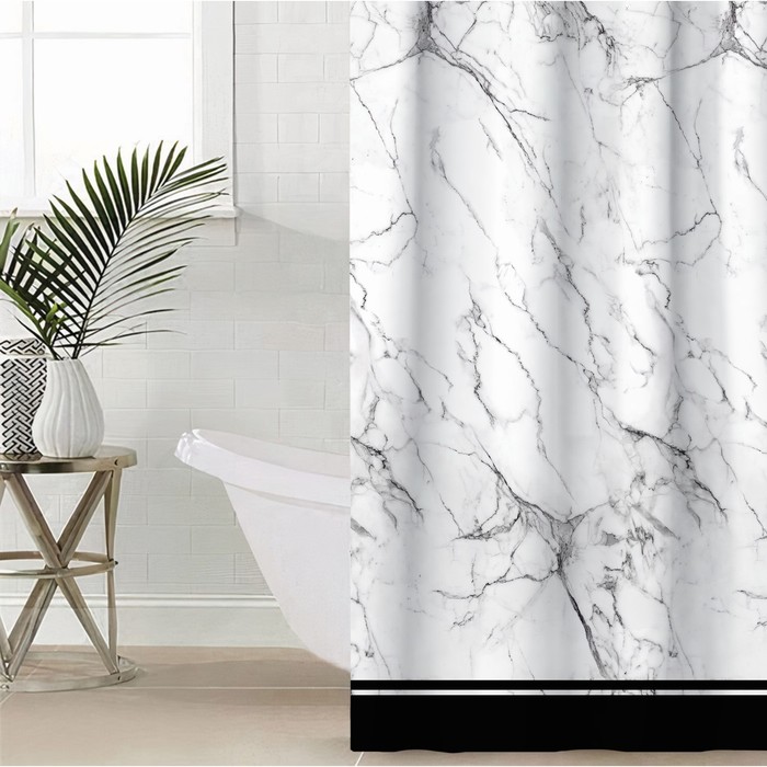 

Штора для ванной Этель Granite 145 х 180 см, полиэстер, Белый, Harmony