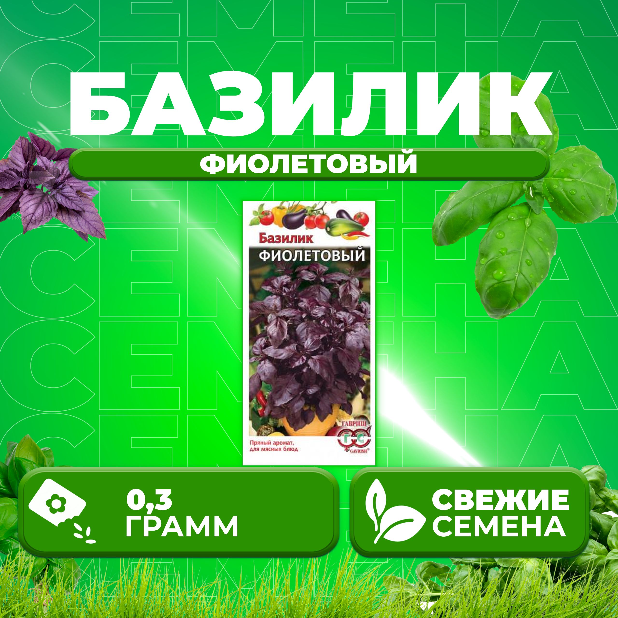 

Семена Базилик Фиолетовый, 0,3г, Гавриш, Овощная коллекция 1 уп,Гавриш