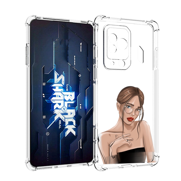 

Чехол MyPads девушка-в-очках-с-красивыми-глазами женский для Xiaomi Black Shark 5 Pro, Прозрачный, Tocco