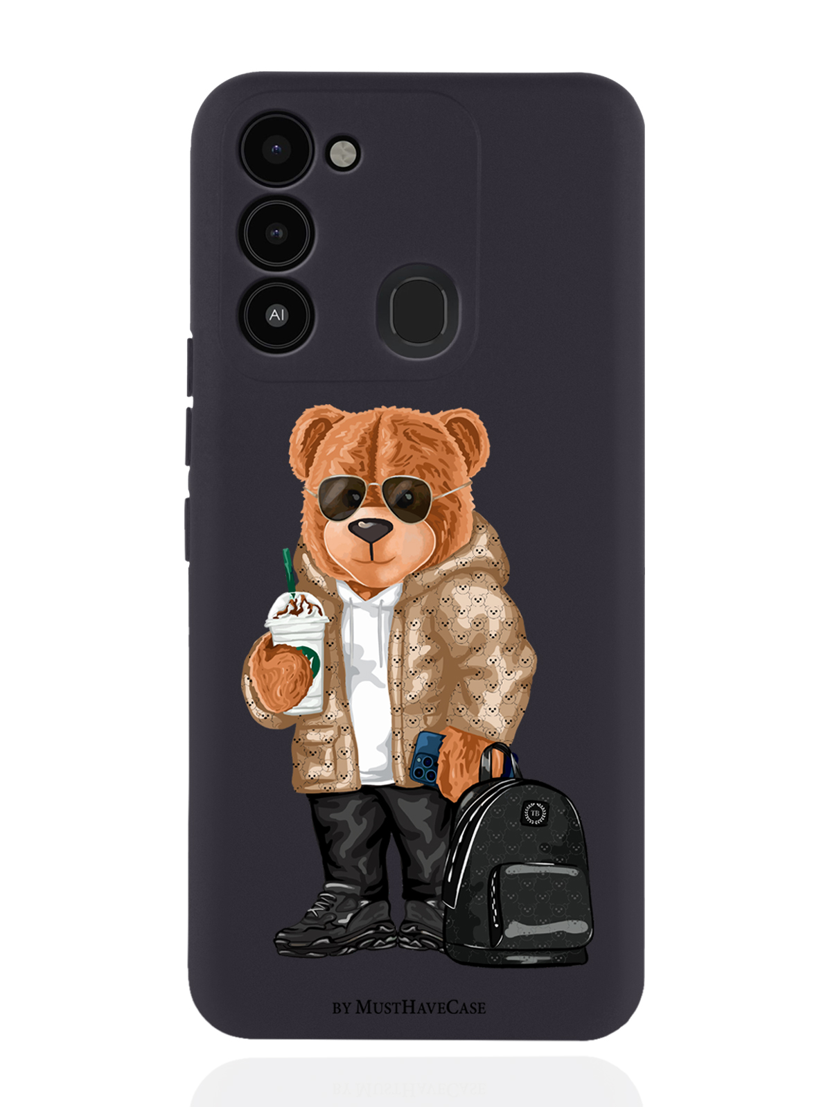 

Чехол MustHaveCase для Tecno Spark 8c/ Go 2022 Tony Style в очках черный, Коричневый;черный;белый