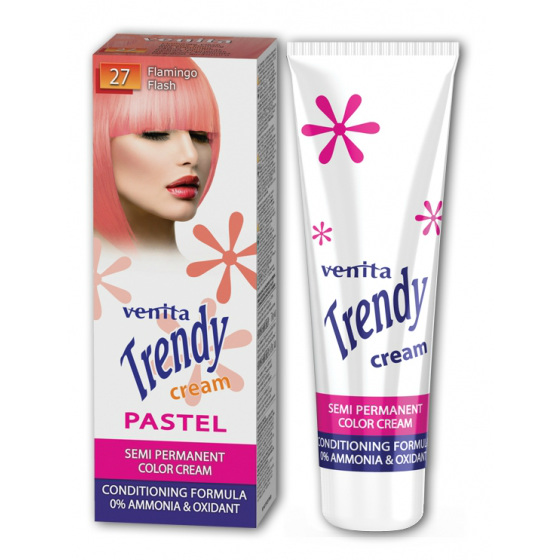 Красящий тонер-крем Venita Trendy Color 7 Розовый фламинго +бальзам для волос 2х15мл