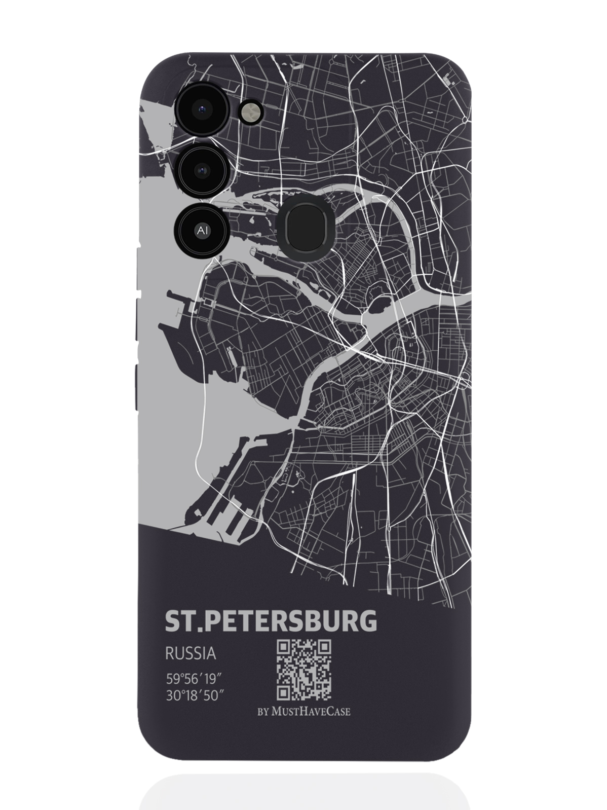 

Чехол MustHaveCase для Tecno Spark 8c/ Go 2022 Карта Санкт-Петербурга черный, Серый;черный