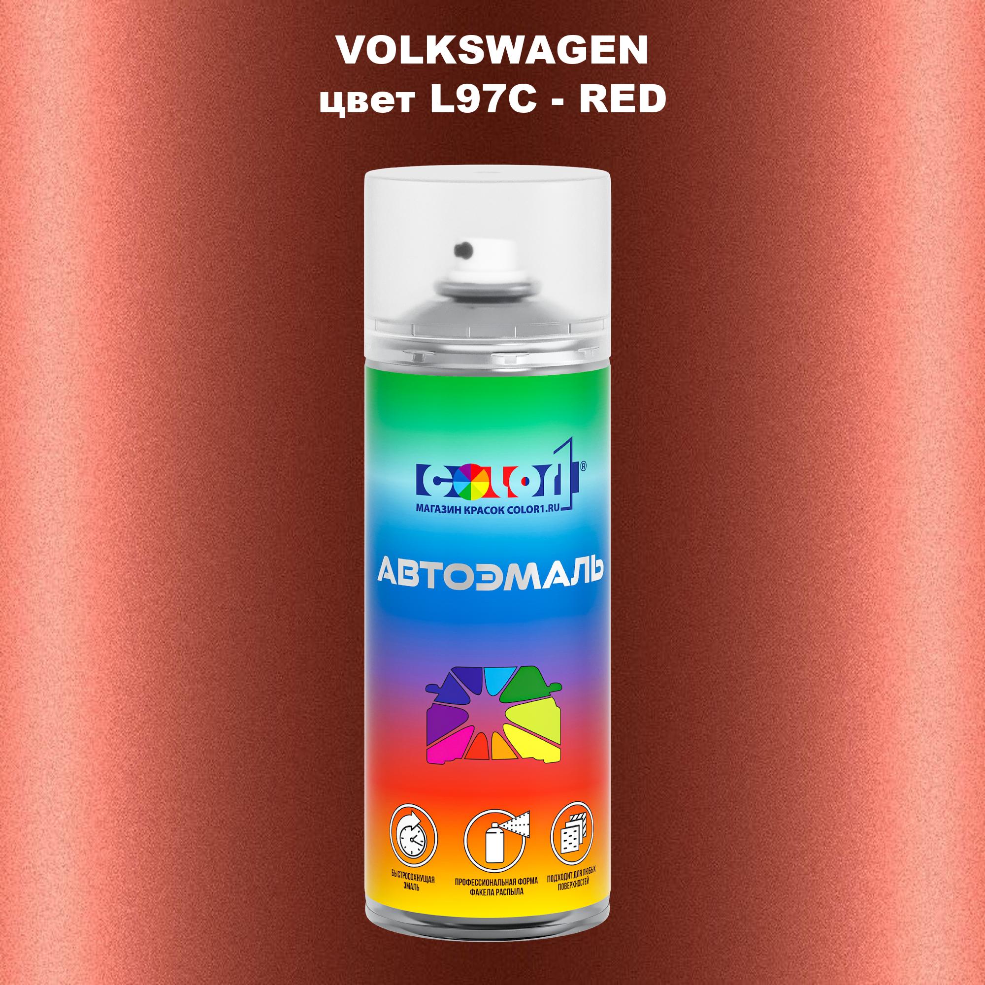 

Аэрозольная краска COLOR1 для VOLKSWAGEN, цвет L97C - RED, Прозрачный