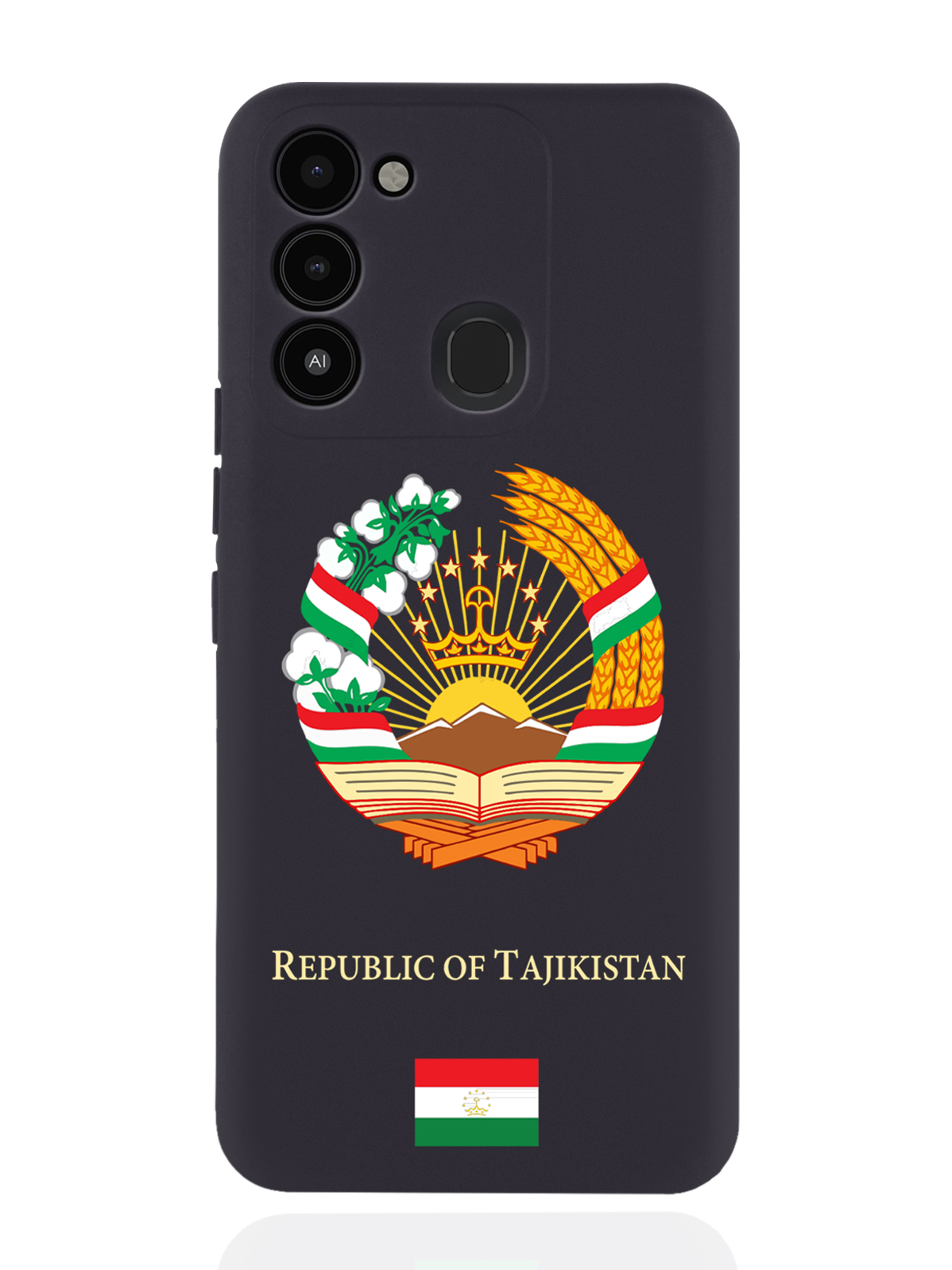

Чехол SignumCase для Tecno Spark 8c/ Go 2022 Герб Таджикистана черный, Разноцветный
