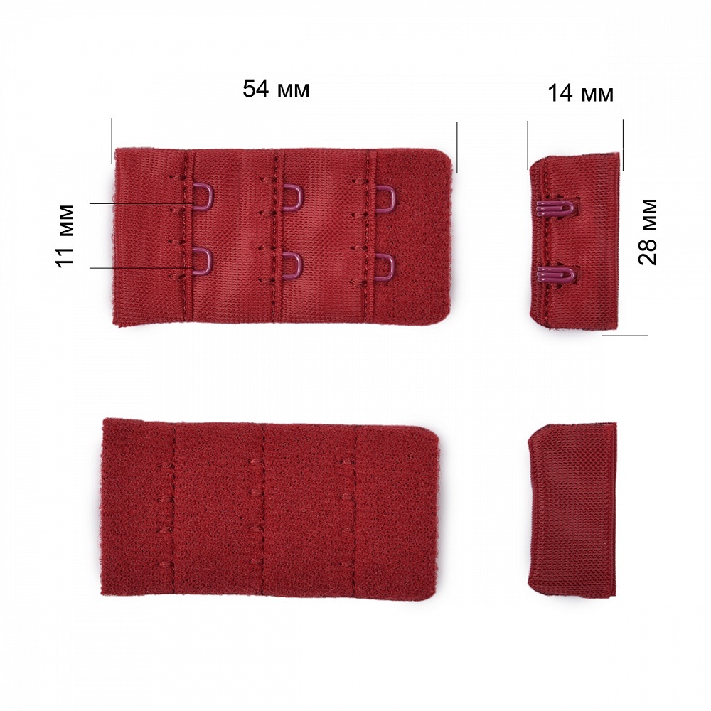Застежка для бюстгальтера ARTA-F с крючками 3х2 2,8 см, цвет 101 темно-красный, 50 шт