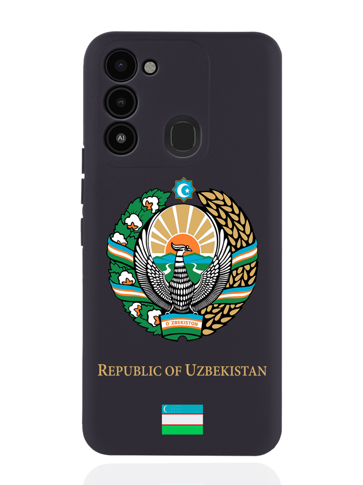 

Чехол SignumCase для Tecno Spark 8c/ Go 2022 Герб Узбекистана черный, Разноцветный