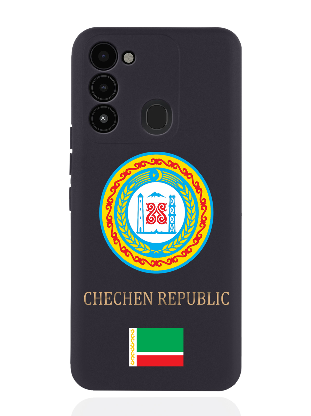 

Чехол SignumCase для Tecno Spark 8c/ Go 2022 Герб Чечни черный, Разноцветный