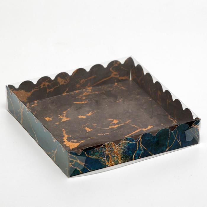 

Коробочка для печенья с PVC крышкой, "Мрамор", 15 х 15 х 3 см, Фактура: камень