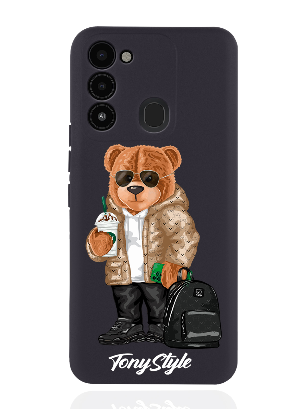 

Чехол Tony Style для Tecno Spark 8c/ Go 2022 Tony Style в очках черный, Коричневый;черный;белый