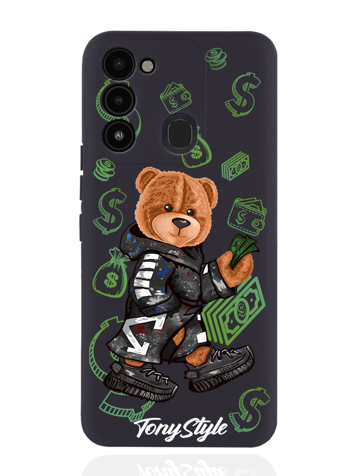 

Чехол Tony Style для Tecno Spark 8c/ Go 2022 Tony Style Деньги черный, Коричневый;черный;зеленый