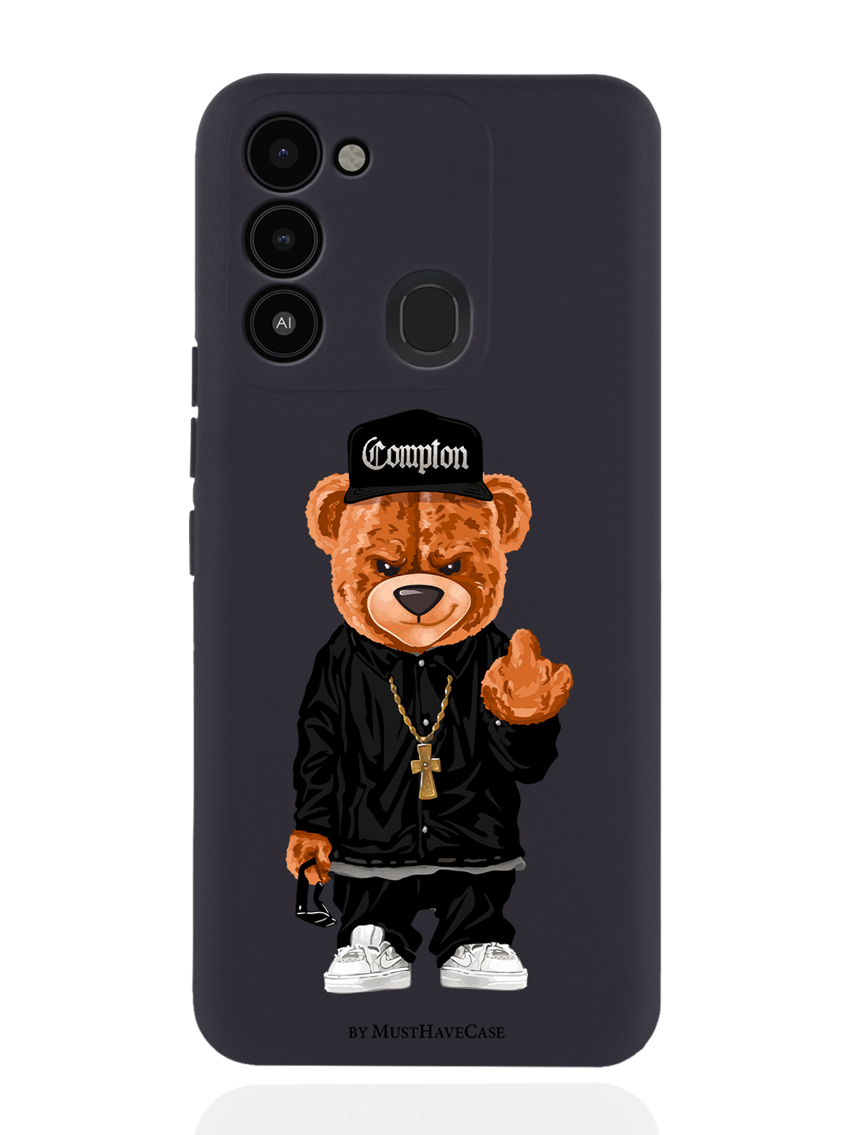 фото Чехол musthavecase для tecno spark 8c/ go 2022 мишка compton черный